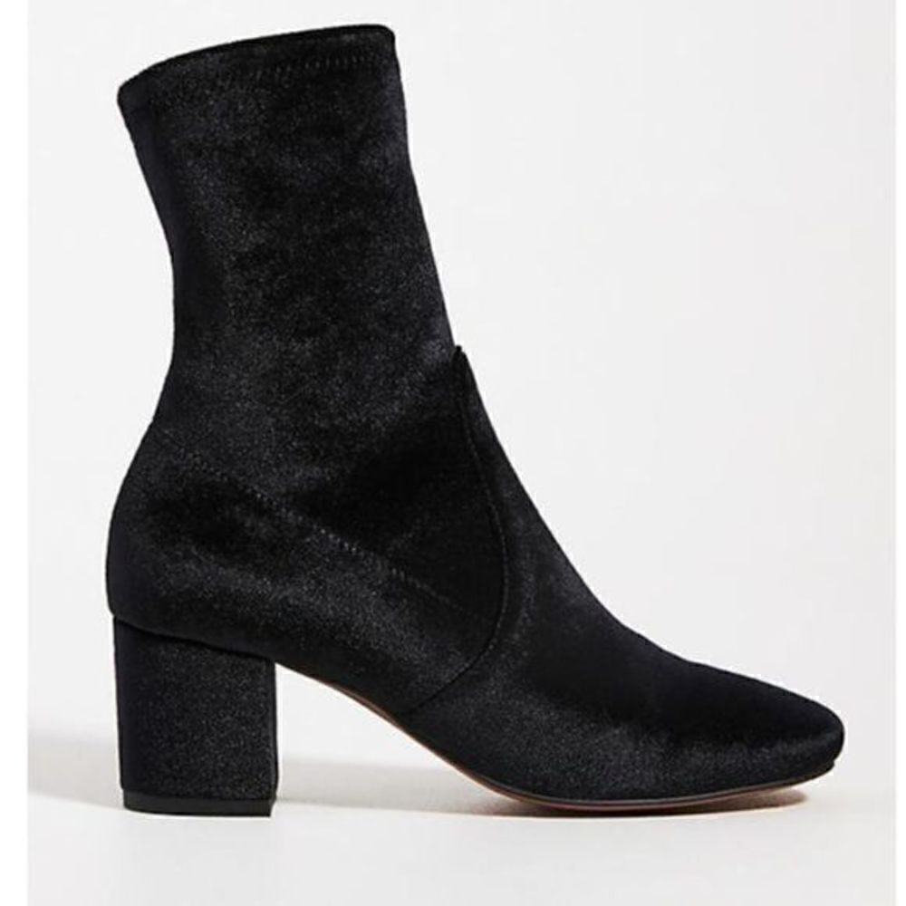 Anthropologie Silent D Velvet Careful Ankle Boot Black EU 38 US 8 New